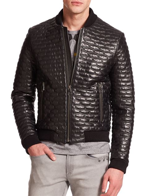 leather mens versace|versace leather jacket price.